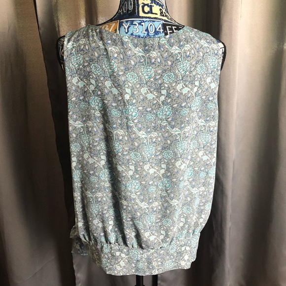 Max Edition Floral Puff Flower Tie Waist Sleeveless Tank Top Blouse - Picture 6 of 13